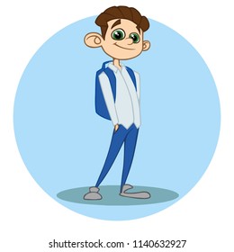 cartoon boy with a backpack