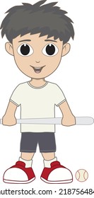 Cartoon of a boy and a baseball bat