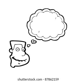 cartoon boy biting lip daydreaming