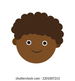 cartoon boy black man. Happy face. Vector illustration. Stock image.