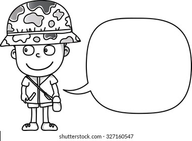 cartoon boy with blank speech bubble