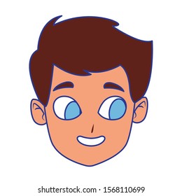 cartoon boy with blue eyes icon over white background, colorful design , vector illustration