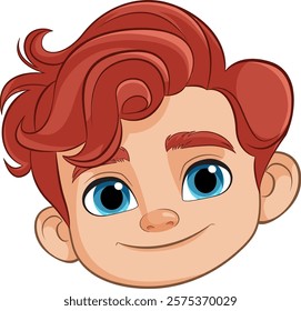 Cartoon boy with blue eyes and red hair