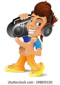  Cartoon Boy With Boom Box