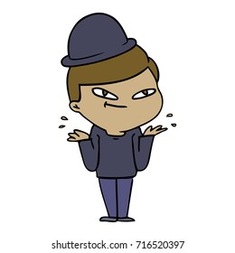 niño de caricatura con sombrero de bowler