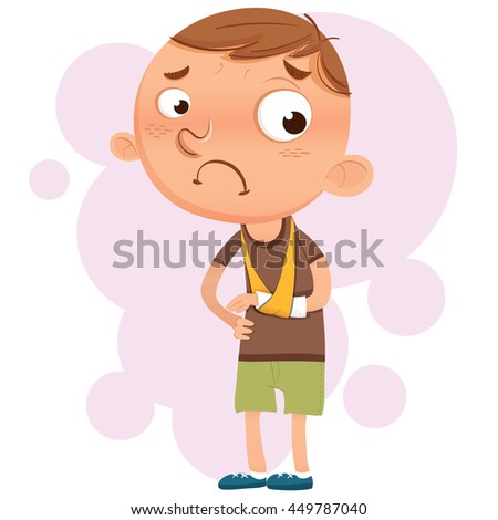 cartoon boy with broken arm