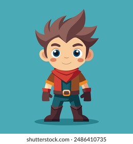 Cartoon Boy With Brown Hair vector