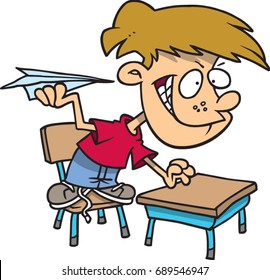 cartoon boy causing trouble at school