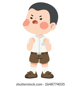 Cartoon Boy Character with Angry Expression student