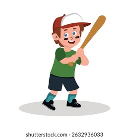 cartoon boy character holding baseball bat.