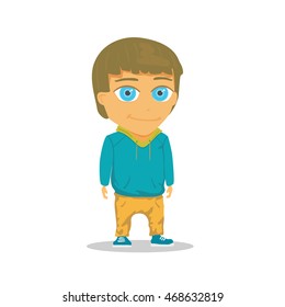 Cartoon Boy Character isolated on white background. Vector illustration