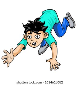 Cartoon of boy collapse to the floor
