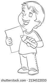 Niño de caricatura para página de colorear.