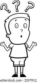 A cartoon boy with a confused expression.