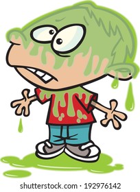 cartoon boy covered in green slime