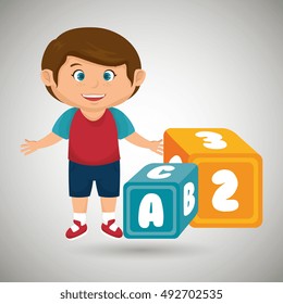 cartoon boy cube alphabet