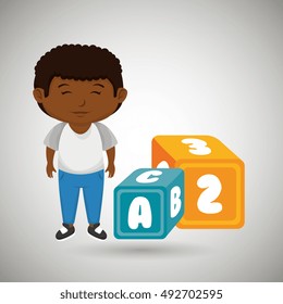 cartoon boy cube alphabet