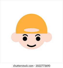 Cartoon boy with cute face vector illustration isolated on white background
