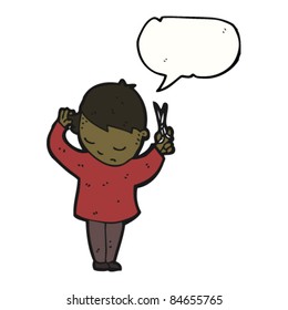 cartoon boy cutting his own hair