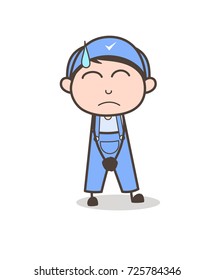 Cartoon Boy Depressed Face Expression Vector
