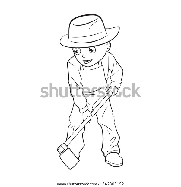 Cartoon Boy Digging Ground Stock Vector (Royalty Free) 1342803152 ...