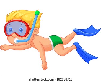 Cartoon boy diving