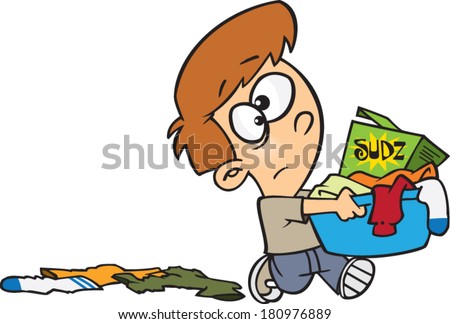 Cartoon Boy Doing His Laundry Stock Vector (Royalty Free) 180976889 ...