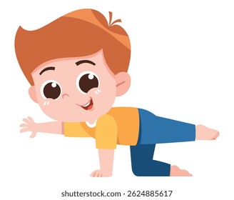Cartoon Boy Doing Yoga Balance Pose