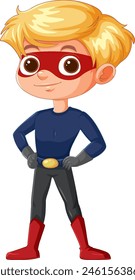 Cartoon of a boy dressed as a superhero
