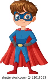 Cartoon of a boy dressed as a superhero