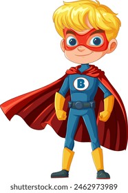 Cartoon of a boy dressed as a superhero