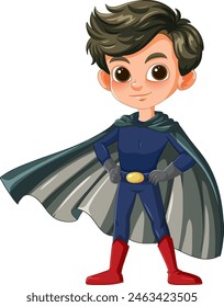 Cartoon of a boy dressed as a superhero