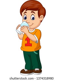 Cartoon Boy Drinking Milk