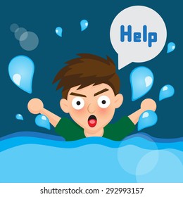 Cartoon boy drowned