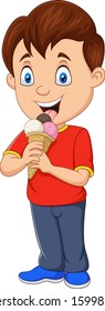 Cartoon Boy Eating Ice Cream