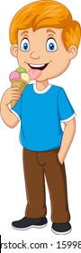 Cartoon boy eating ice cream