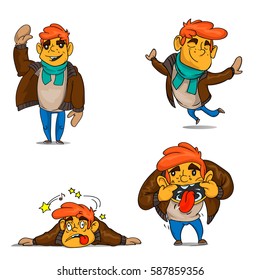 Cartoon boy emotions set