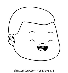 cartoon boy face smiling over white background, vector illustration