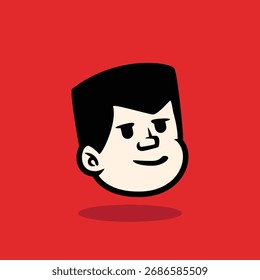 Vector de la cara del muchacho de la historieta con la expresión sorprendida. Esquema audaz, diseño plano, estilo mascota moderno. Perfecto para avatar, pegatina, emoji, marca e ilustración digital. Archivo de Vector EPS