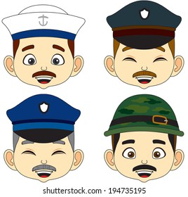 Cartoon Boy Faces vector illustration