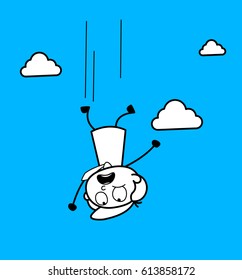 Cartoon Boy Falling from Sky