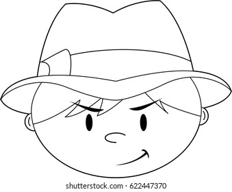 Cartoon Boy in Fedora Hat