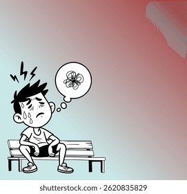 Cartoon Boy Feeling Stressed and Overwhelmed