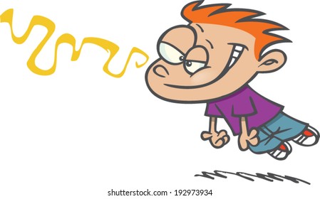 cartoon boy floating on a yummy scent 