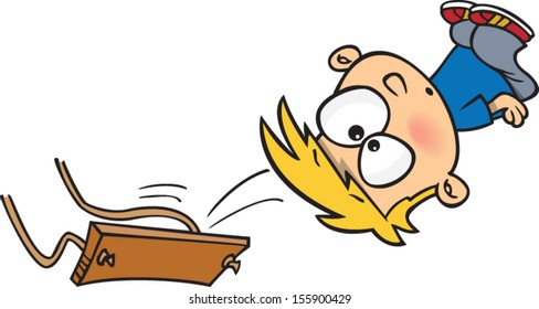 Cartoon boy flying off a swing