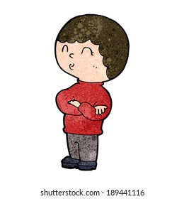 Cartoon-Junge mit gefalteten Armen