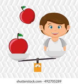 cartoon boy food fruit balance