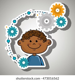 cartoon boy gears icon vector illustration design
