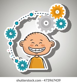 cartoon boy gears icon vector illustration design