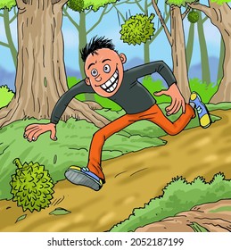 Im Cartoon bekommt ein Junge eine durische Frucht
